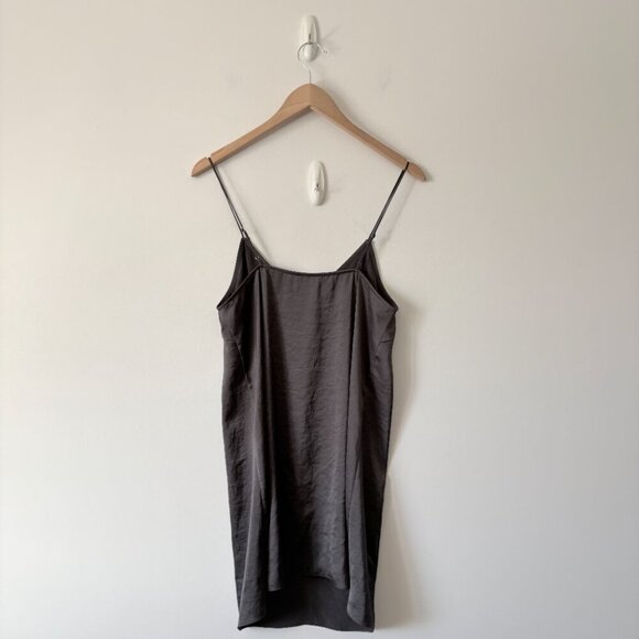 Aritzia Wilfred Free Vivienne Satin Mini Dress Charcoal Grey Size Small - Picture 3 of 5